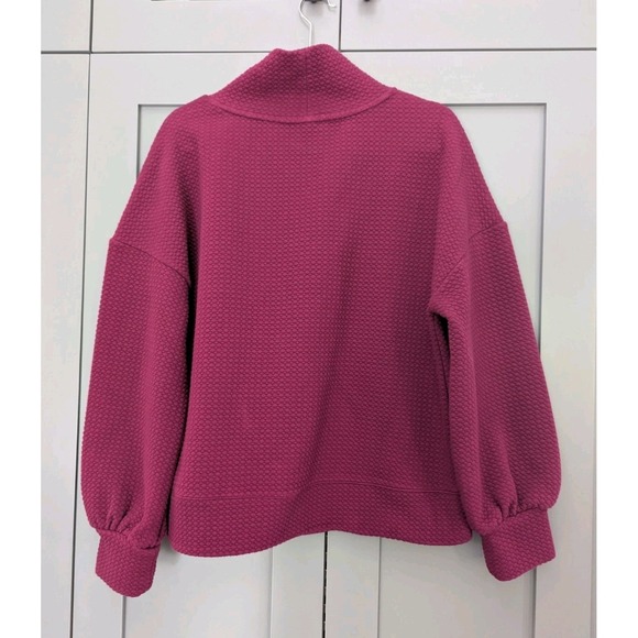 Calia by Carrie Underwood Textured Cowl Neck Sweatshirt Top Burgundy Size Large - Picture 3 of 9